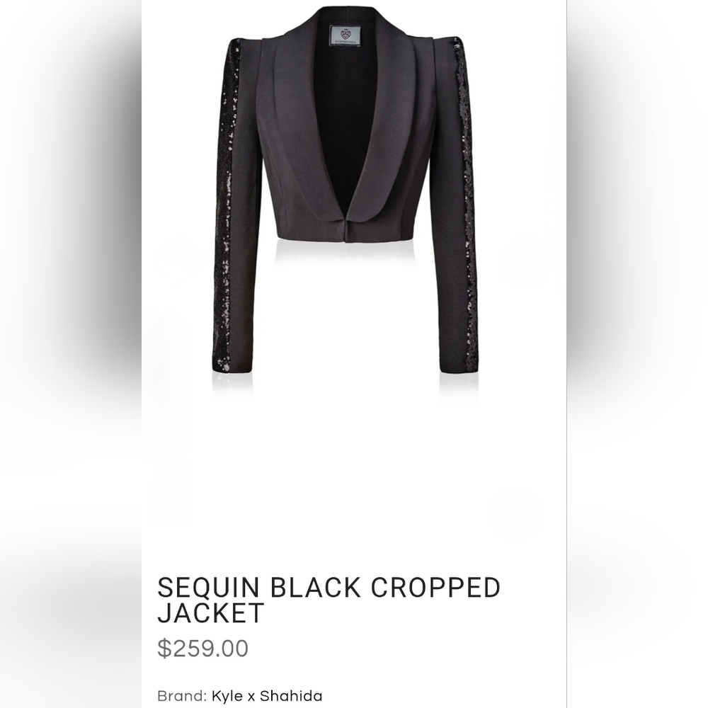 Kyle X Shahida Elegant Black Sequin Women's Cropped Jacket. Small New